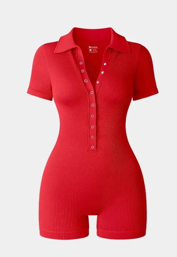 red seamless romper - Image 3
