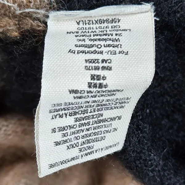 Free People Lulu Rugby Striped Cowl‎ Neck Alpaca Wool Blend Sweater Tan Black S - Image 5