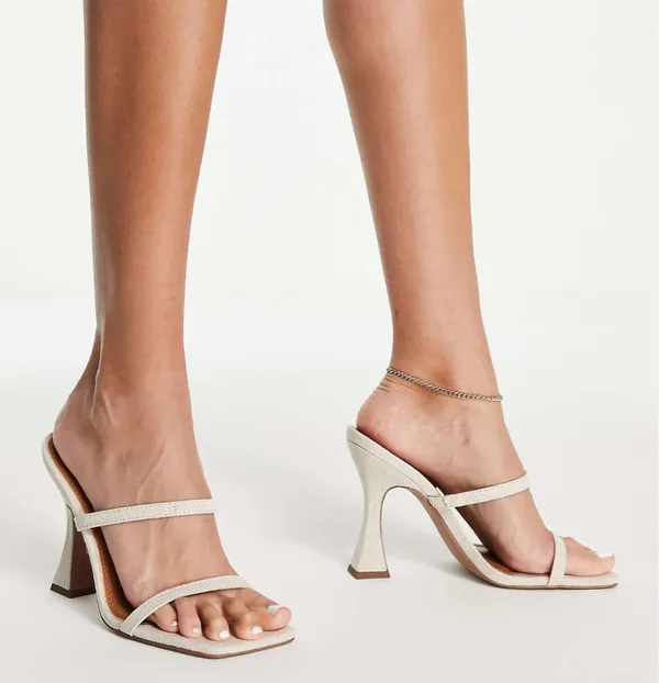 ASOS Design Linen Strappy Heels - Image 3