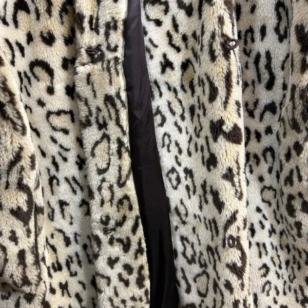 Vintage Faux Fur Coat Leopard Print Lined Oversized Mobwife Old Money 90s‎ USA - Image 6