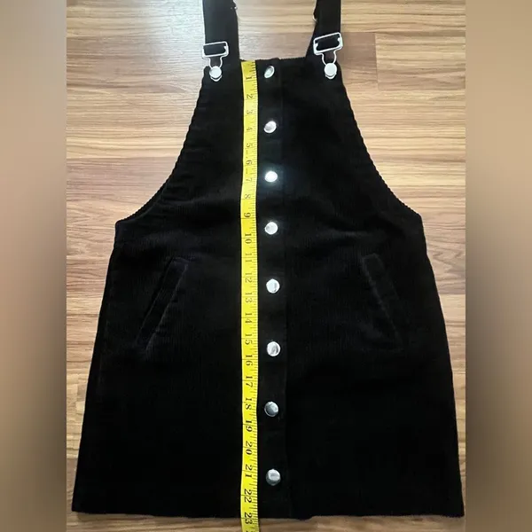 Mi Ami black corduroy overall dress with pockets Size XS - Image 5