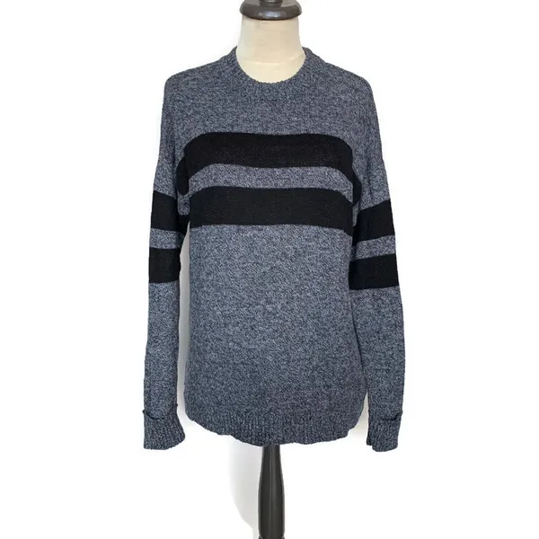 American Eagle Gray Black Striped Knit Sweater - Image 2