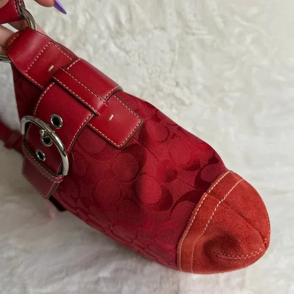 y2k Coach Vintage Soho Red Jacquard Shoulder Bag Crossbody - Image 3