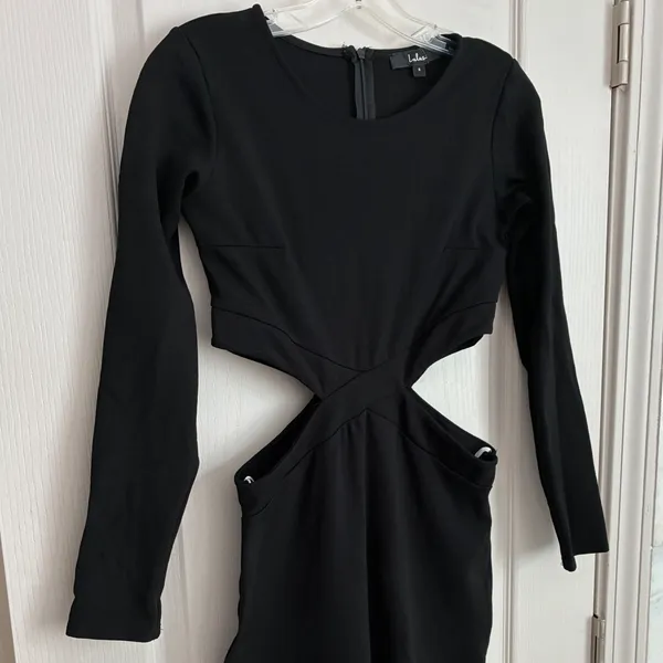 Lulus Womens S Black Cutout‎ Long Sleeve Bodycon Maxi Dress Back Slit - Image 9