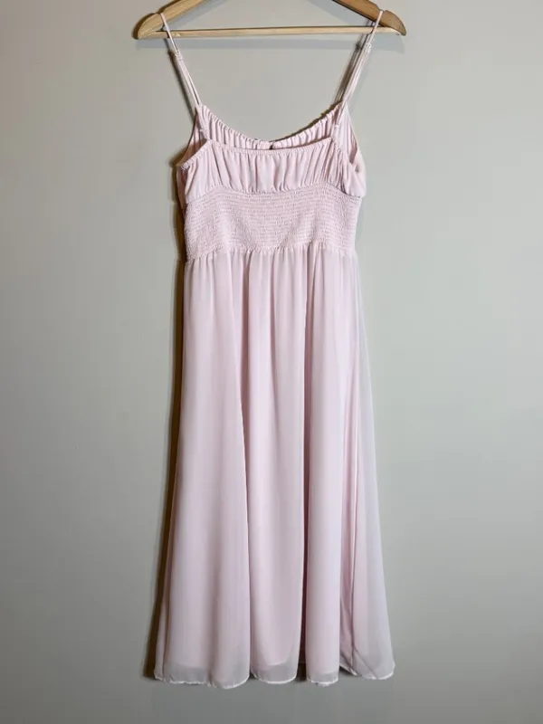 Aritzia Wilfred Genoa Midi Dress Women's Medium Baby Pink Chiffon Formal Wedding - Image 11