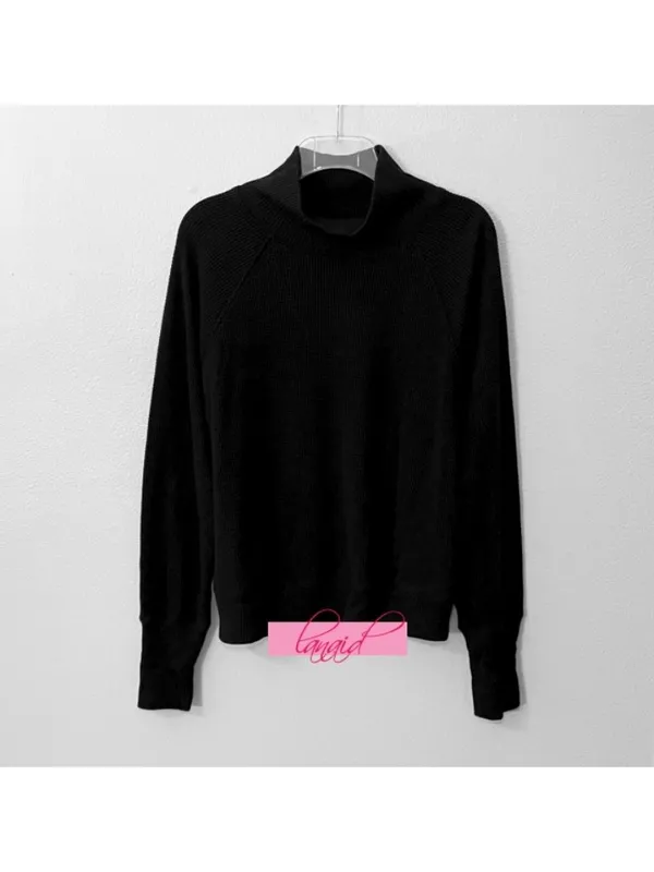 Alo Waffle Weekend Escape Mock Neck Long Sleeve Black Turtleneck Thermal Sweater - Image 6