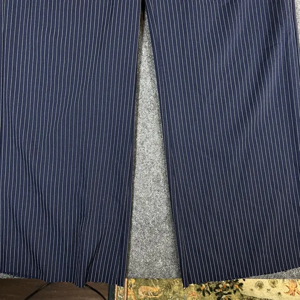 Princess Polly Navy Blue Pinstripe Wide Leg Trousers High Waist Size US 4 - Image 9
