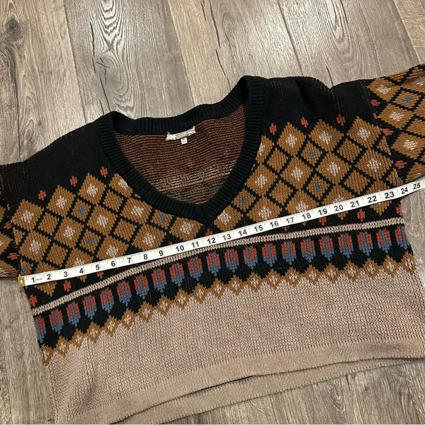 Gimmicks By Bke Buckle Women's Sweater Size M Fair Isle Cropped Oversized Boho - Image 6