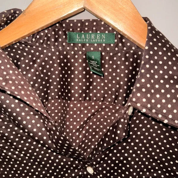 Lauren Ralph Lauren Dark Brown Polka Dot Shirt - Image 3