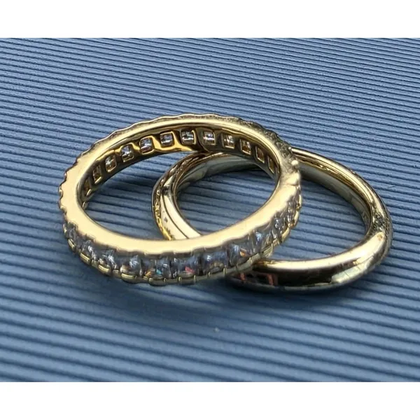 Kendra Scott Ring Set 2 Gold Tone Stacking Rings Size 6 (XS) Metal Clear Stones - Image 7