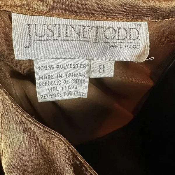 Vintage Justine Todd Long Sleeve Button Down Blouse Size 8 Gold - Image 2
