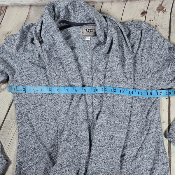 UGG Australia Womens‎ Cardigan Sweater Duster Open Front Pockets Blue Grey M - Image 8