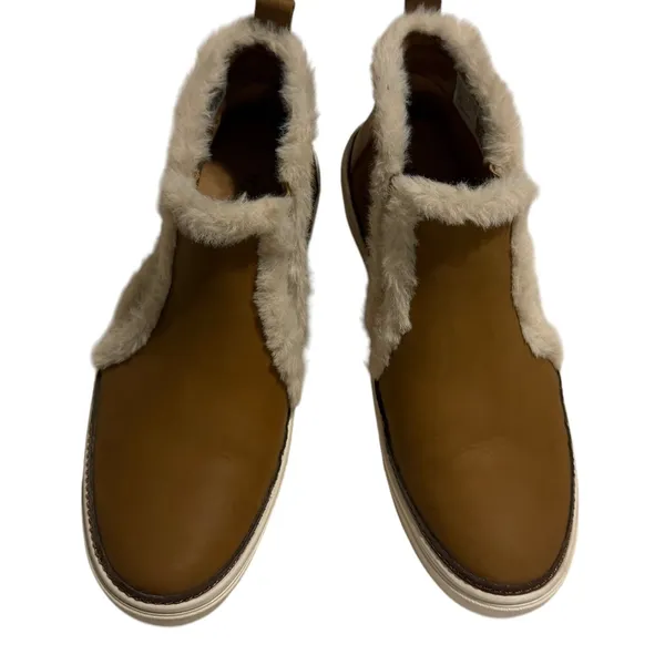 TOMS Women Brown Faux Shearling Trim Ankle Boots Slip On Sneaker Bootie 10018928 - Image 2