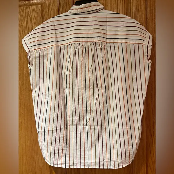 Madewell Slightly Oversized‎ Cotton Central Shirt in Sadie Stripe Multistripe XS - Image 12
