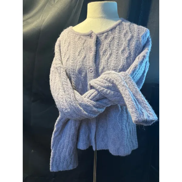 Breathe‎ Lavender Alpaca Blend Cable Knit Cardigan Sweater Purple Made in Korea - Image 8