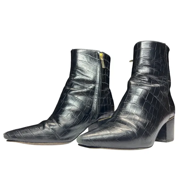 Thursday Boot Co Luna Black Croc Leather Ankle‎ Boots Size 6 EUC - Image 3