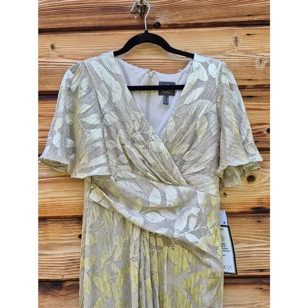 NWT Adrianna Papell Foil Leaf Short Sleeve Gown Size 8 - Image 8