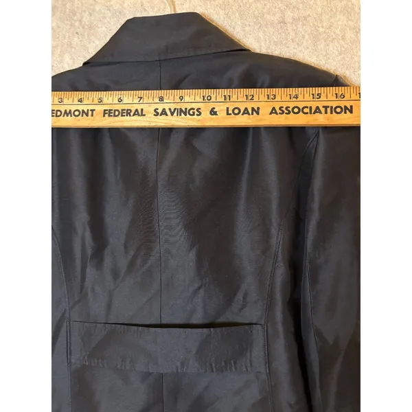 Vintage Marisa Christina Petite 12 Black Silk Double Breasted Blazer - Image 5