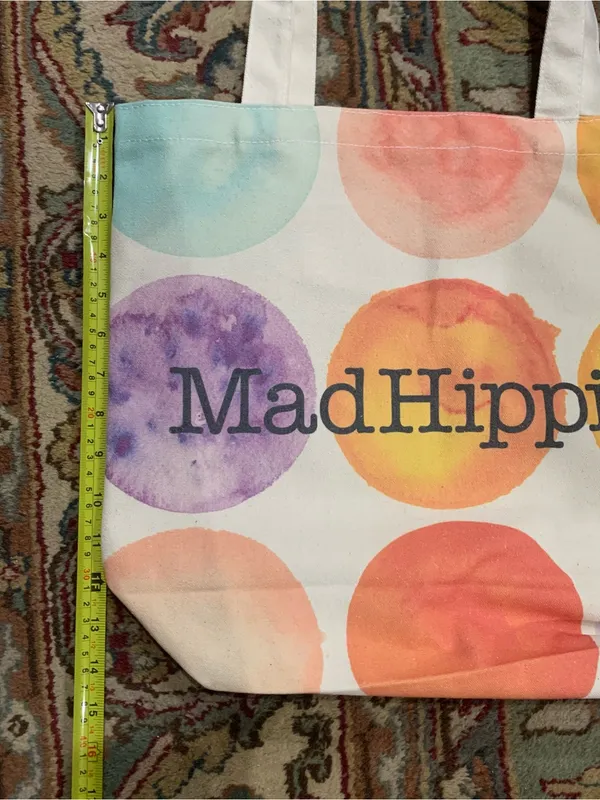 Mad Hippie Canvas Tote Bag Multi Colored Large Polka Dots - Image 5