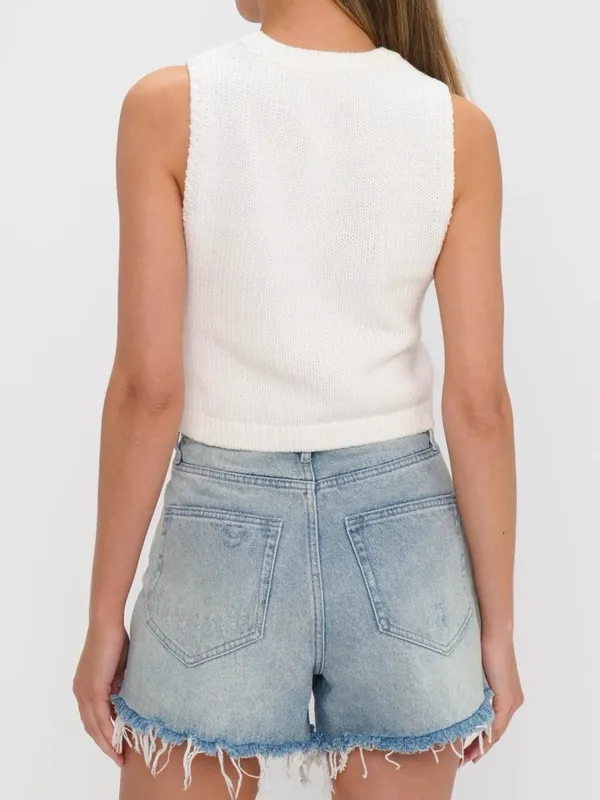 Show Me Your MuMu White Knit Tank with Red, White & Blue Flag Graphic Size Small - Image 10
