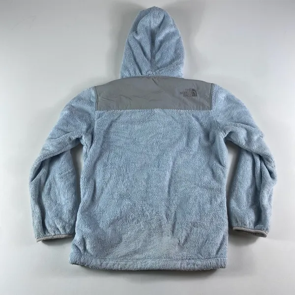 North Face‎ Jacket Girls Large Blue Fuzzy Hooded Full Zip Fleece Denali YOUTH - Image 6