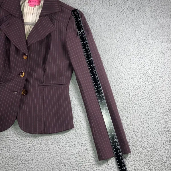 Phoebe Pinstripe Blazer Jacket Women 4 Three Button‎ Fitted Career Academia - Image 4