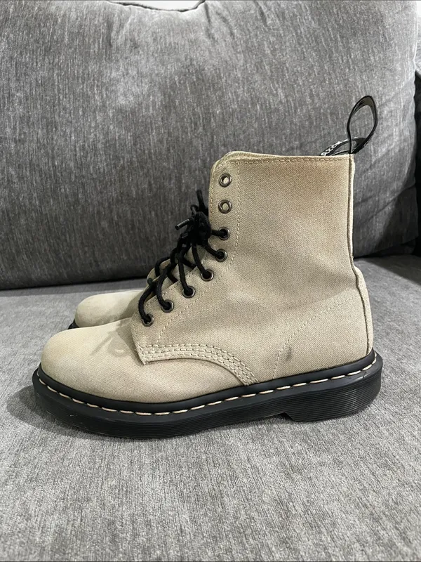Dr. Martens Page Mix Canvas Combat Boots Size 8 - Image 7