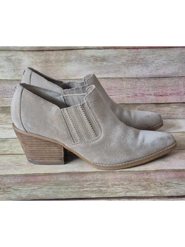 SAM EDELMAN Womens Walton Suede Leather Bootie Boots in Oatmeal Tan Size 6.5 - Image 4