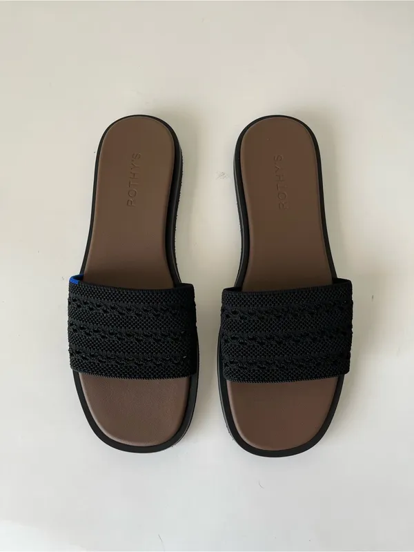 Rothy’s The Slide Sandal Sandy Crochet Black Size 10.5 New NWOB - Image 2