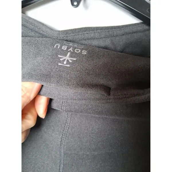 Soybu Charcoal Gray Fleece Lined Athleisure Leggings Zipper Pockets Soft Size M - Image 7
