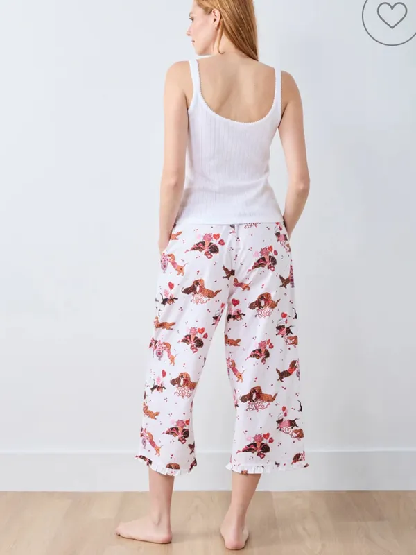 NWT Printfresh Ruffle Cropped Pants in Dachshund Date Size XL - Image 2
