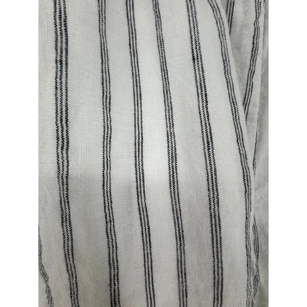 Quince Linen Pants Striped Small White Black Elastic Waist Pockets Sustainable - Image 9