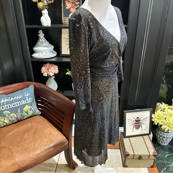Kay Unger Leopard Print Multi Colored Dress Size 6 - Image 5