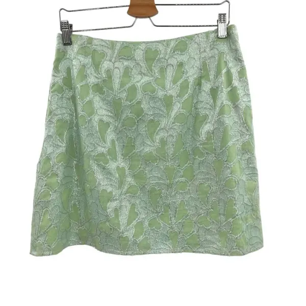 Roller Rabbit Clermont Blanche Lurex A-Line Skirt‎ in Mint Green Size Medium - Image 6