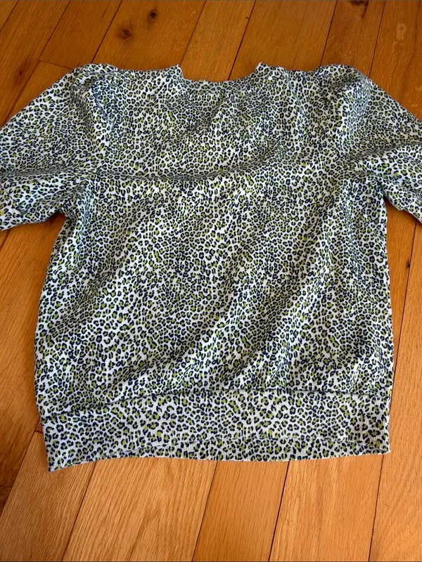 T.La Leopard Print Puff Sleeve Top - Light Green & Blue Size Small - C69-037 - Image 8