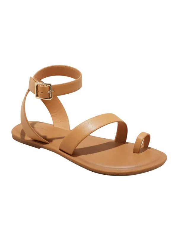 Universal Thread Womens Sol Toe Loop Ankle Strap Sandals 92609426 Tan Brown 6M - Image 9