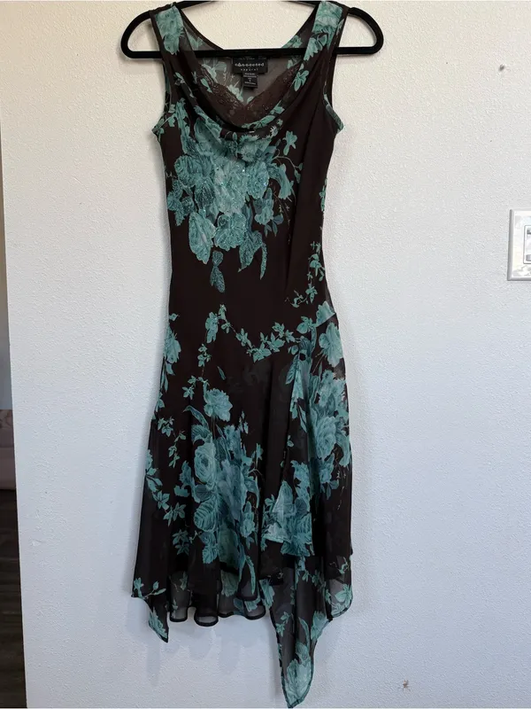 Vintage Y2k Connected Apparel Floral Beaded Dress S Whimsigoth Fairycore 90s - Image 2