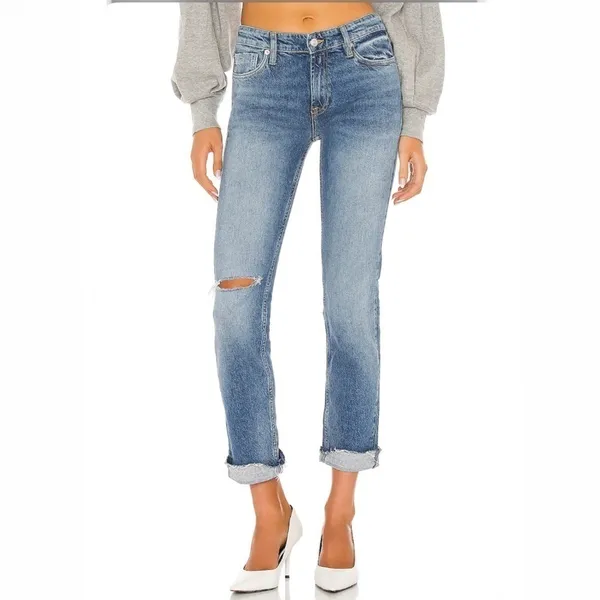 Free People Cuffed Slim‎ Boyfriend Jean in Mid Blue Size 26 - Image 8