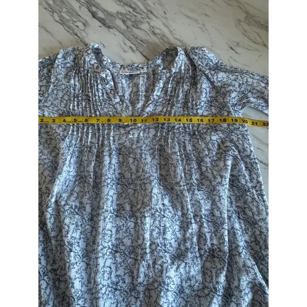 Roller Rabbit Womens XS Blue White‎ Floral Cotton Tunic Top Coastal Preppy - Image 3