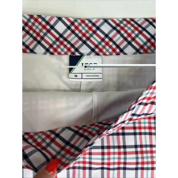 IZOD Golf Skort Womens Size 10 Tartan‎ Plaid Golf Skort Black Red Green White - Image 9