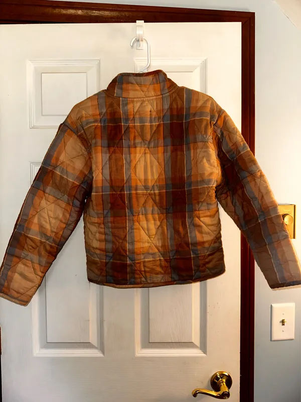 Quilted plaid light weight jacket Tan Size XS - Image 2