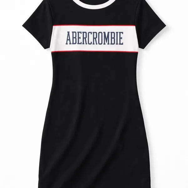 🆕👗 $48 Abercrombie & Fitch Track Bodycon Athletic Mini Logo Navy Dress XS 2 4 - Image 4
