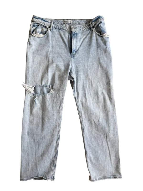 ABERCROMBIE & FITCH Curve Love Light Distressed High Rise 90s Relaxed Jean Sz 20 - Image 3