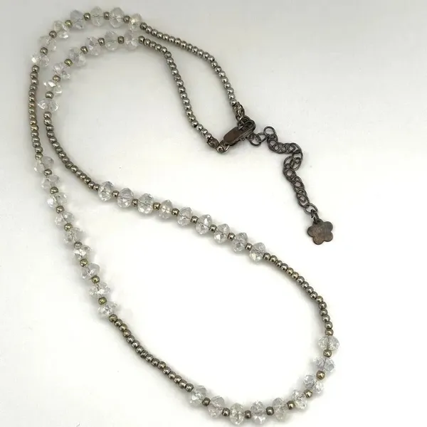 Silver tone clear crystal beaded necklace - Image 9