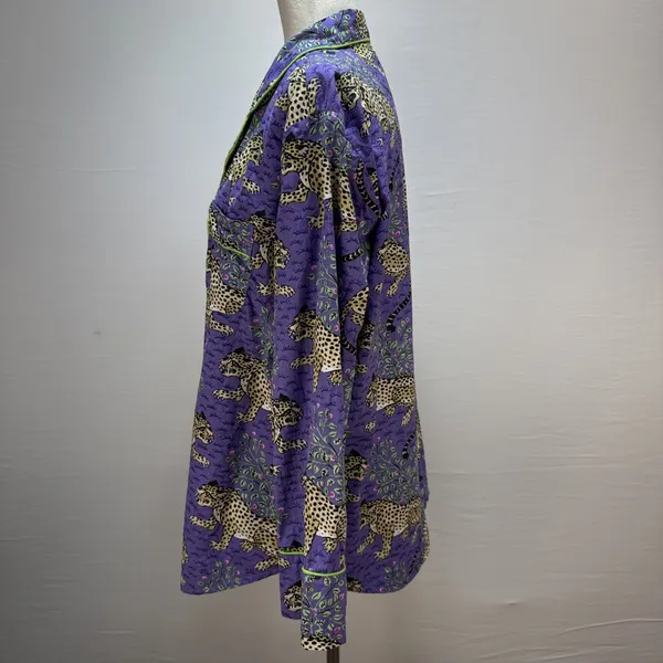 PrintFresh Long Pajama Set Size L‎ Purple Bagheera Leopard Print Organic Cotton - Image 4