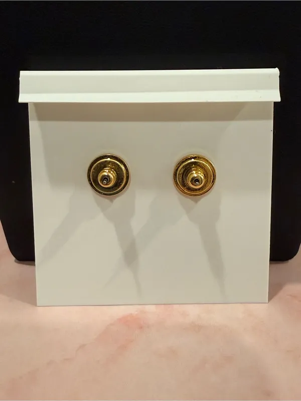 Tory Burch | Gold Plated Icon Logo and Rich Bronzy Enamel Stud Earrings | Sm/Med - Image 4