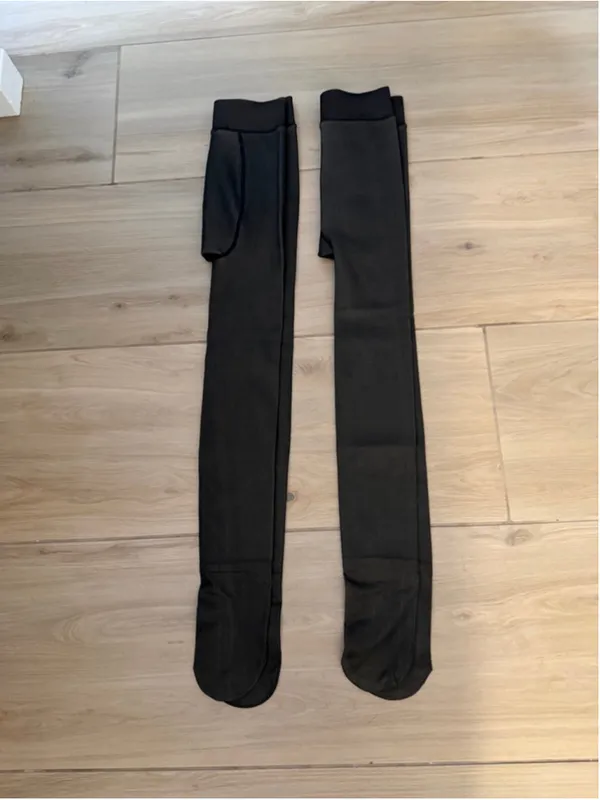 NEW 2 Pairs Fleece Lined Tights-Faux Translucent Leggings One size - Image 5