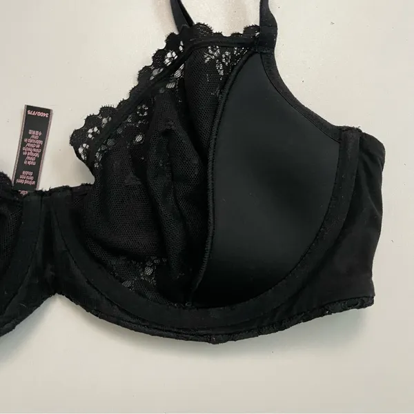 Victorias Secret Bra Unlined Demi Underwire Floral Lace Convertible Black - Image 9