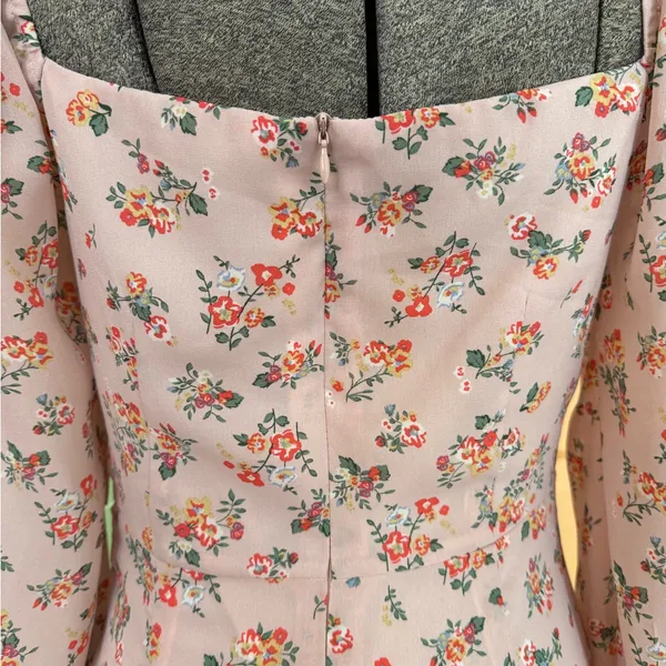 NWT Altar’d State Floral Side Ruche Puff Sleeve Mini Dress Sz Med 🍄 - Image 6