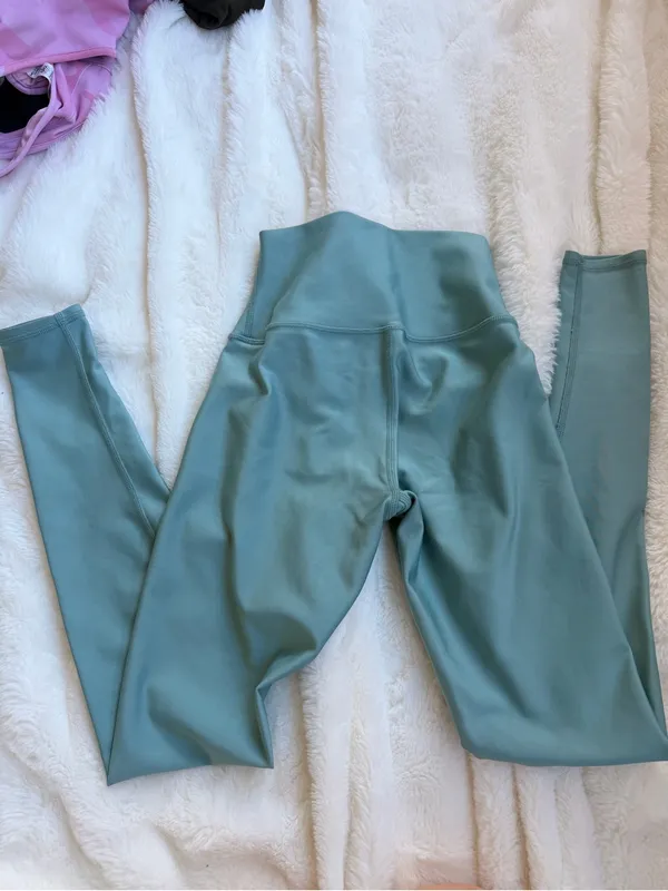 ALO Yoga Kids Leggings in Sage Blue-Green - Image 3